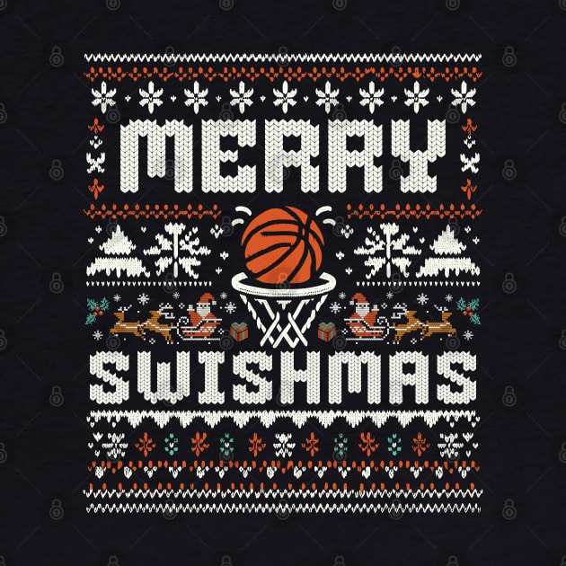 Merry Swishmas - Funny Christmas Basketball Swish Ugly Sweater by Lunatic Bear